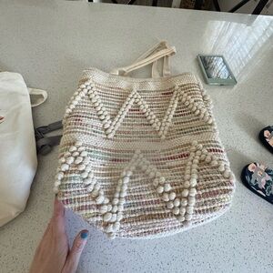Cream Woven Tote Bag